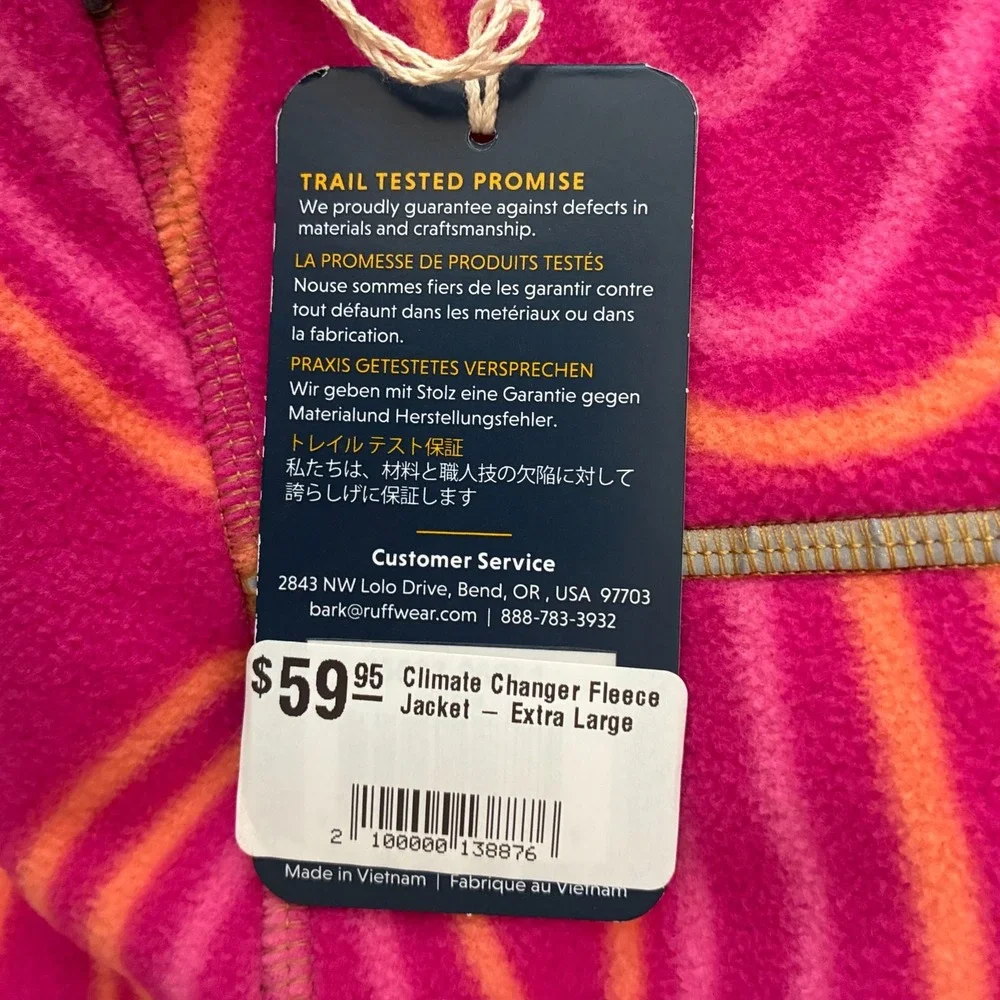 Ruffwear Climate Changer Dog Fleece Jacket Breathable Pink Strata Sz XL New
